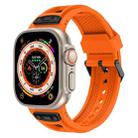 For Apple Watch Ultra 49mm Breathable Stainless Steel Mesh TPU Watch Band(Orange Black) - 1