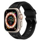 For Apple Watch Ultra 49mm Breathable Stainless Steel Mesh TPU Watch Band(Black Black) - 1