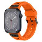 For Apple Watch Series 8 45mm Breathable Stainless Steel Mesh TPU Watch Band(Orange Black) - 1