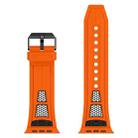 For Apple Watch Series 8 45mm Breathable Stainless Steel Mesh TPU Watch Band(Orange Black) - 2