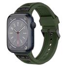 For Apple Watch Series 8 45mm Breathable Stainless Steel Mesh TPU Watch Band(Green Black) - 1