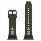 For Apple Watch Series 8 45mm Breathable Stainless Steel Mesh TPU Watch Band(Green Black) - 2