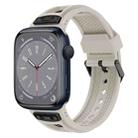 For Apple Watch Series 8 45mm Breathable Stainless Steel Mesh TPU Watch Band(Starlight Black) - 1