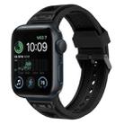 For Apple Watch SE 2022 44mm Breathable Stainless Steel Mesh TPU Watch Band(Black Black) - 1