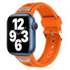 For Apple Watch Series 7 45mm Breathable Stainless Steel Mesh TPU Watch Band(Orange Titanium) - 1