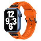 For Apple Watch Series 7 45mm Breathable Stainless Steel Mesh TPU Watch Band(Orange Black) - 1