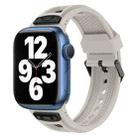 For Apple Watch Series 7 45mm Breathable Stainless Steel Mesh TPU Watch Band(Starlight Black) - 1