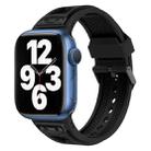 For Apple Watch Series 7 45mm Breathable Stainless Steel Mesh TPU Watch Band(Black Black) - 1