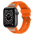 For Apple Watch Series 6 44mm Breathable Stainless Steel Mesh TPU Watch Band(Orange Titanium) - 1