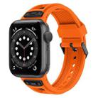 For Apple Watch Series 6 44mm Breathable Stainless Steel Mesh TPU Watch Band(Orange Black) - 1