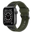 For Apple Watch Series 6 44mm Breathable Stainless Steel Mesh TPU Watch Band(Green Black) - 1