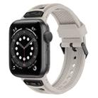 For Apple Watch Series 6 44mm Breathable Stainless Steel Mesh TPU Watch Band(Starlight Black) - 1