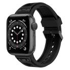 For Apple Watch Series 6 44mm Breathable Stainless Steel Mesh TPU Watch Band(Black Black) - 1