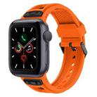 For Apple Watch Series 5 44mm Breathable Stainless Steel Mesh TPU Watch Band(Orange Black) - 1