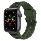 For Apple Watch Series 5 44mm Breathable Stainless Steel Mesh TPU Watch Band(Green Black) - 1