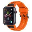 For  Apple Watch Series 4 44mm Breathable Stainless Steel Mesh TPU Watch Band(Orange Black) - 1