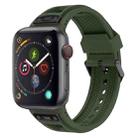 For  Apple Watch Series 4 44mm Breathable Stainless Steel Mesh TPU Watch Band(Green Black) - 1