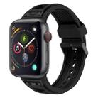 For  Apple Watch Series 4 44mm Breathable Stainless Steel Mesh TPU Watch Band(Black Black) - 1