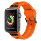 For Apple Watch Series 3 42mm Breathable Stainless Steel Mesh TPU Watch Band(Orange Black) - 1