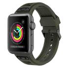 For Apple Watch Series 3 42mm Breathable Stainless Steel Mesh TPU Watch Band(Green Black) - 1