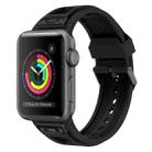 For Apple Watch Series 3 42mm Breathable Stainless Steel Mesh TPU Watch Band(Black Black) - 1