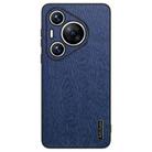 For Huawei Pura 70 Pro Tree Bark Leather Shockproof Phone Case(Blue) - 1
