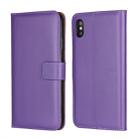 Leather Horizontal Flip Holster for iIPhone XS Max ,with Magnetic Clasp and Bracket and Card Slot and Wallet(Purple) - 1