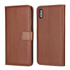 Leather Horizontal Flip Holster for iIPhone XS Max ,with Magnetic Clasp and Bracket and Card Slot and Wallet(Brown) - 1