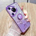 For Huawei P70 Gradient Glitter Immortal Flower Ring All-inclusive Phone Case(Purple) - 1