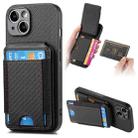 For iPhone 15 Plus Carbon Fiber Vertical Flip Wallet Stand Phone Case(Black) - 1