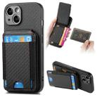 For iPhone 15 Carbon Fiber Vertical Flip Wallet Stand Phone Case(Black) - 1