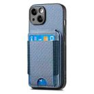 For iPhone 12 Carbon Fiber Vertical Flip Wallet Stand Phone Case(Blue) - 2
