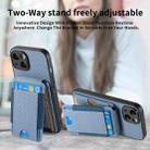 For iPhone 12 Carbon Fiber Vertical Flip Wallet Stand Phone Case(Blue) - 6