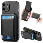For iPhone 12 Carbon Fiber Vertical Flip Wallet Stand Phone Case(Black) - 1