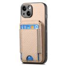 For iPhone 12 Pro Carbon Fiber Vertical Flip Wallet Stand Phone Case(Khaki) - 2