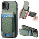 For iPhone XR Carbon Fiber Vertical Flip Wallet Stand Phone Case(Green) - 1