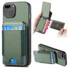 For iPhone 7 Plus / 8 Plus Carbon Fiber Vertical Flip Wallet Stand Phone Case(Green) - 1