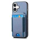 For iPhone 16 Plus Carbon Fiber Vertical Flip Wallet Stand Phone Case(Blue) - 3