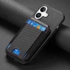 For iPhone 16 Plus Carbon Fiber Vertical Flip Wallet Stand Phone Case(Black) - 2