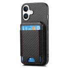 For iPhone 16 Plus Carbon Fiber Vertical Flip Wallet Stand Phone Case(Black) - 3