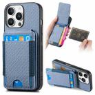 For iPhone 16 Pro Carbon Fiber Vertical Flip Wallet Stand Phone Case(Blue) - 1