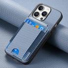 For iPhone 16 Pro Carbon Fiber Vertical Flip Wallet Stand Phone Case(Blue) - 2