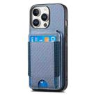 For iPhone 16 Pro Carbon Fiber Vertical Flip Wallet Stand Phone Case(Blue) - 3