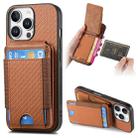 For iPhone 16 Pro Carbon Fiber Vertical Flip Wallet Stand Phone Case(Brown) - 1