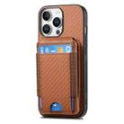 For iPhone 16 Pro Carbon Fiber Vertical Flip Wallet Stand Phone Case(Brown) - 3