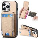 For iPhone 16 Pro Carbon Fiber Vertical Flip Wallet Stand Phone Case(Khaki) - 1