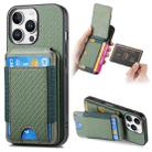 For iPhone 16 Pro Carbon Fiber Vertical Flip Wallet Stand Phone Case(Green) - 1