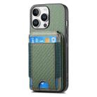 For iPhone 16 Pro Carbon Fiber Vertical Flip Wallet Stand Phone Case(Green) - 3