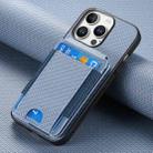 For iPhone 16 Pro Max Carbon Fiber Vertical Flip Wallet Stand Phone Case(Blue) - 2