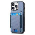 For iPhone 16 Pro Max Carbon Fiber Vertical Flip Wallet Stand Phone Case(Blue) - 3